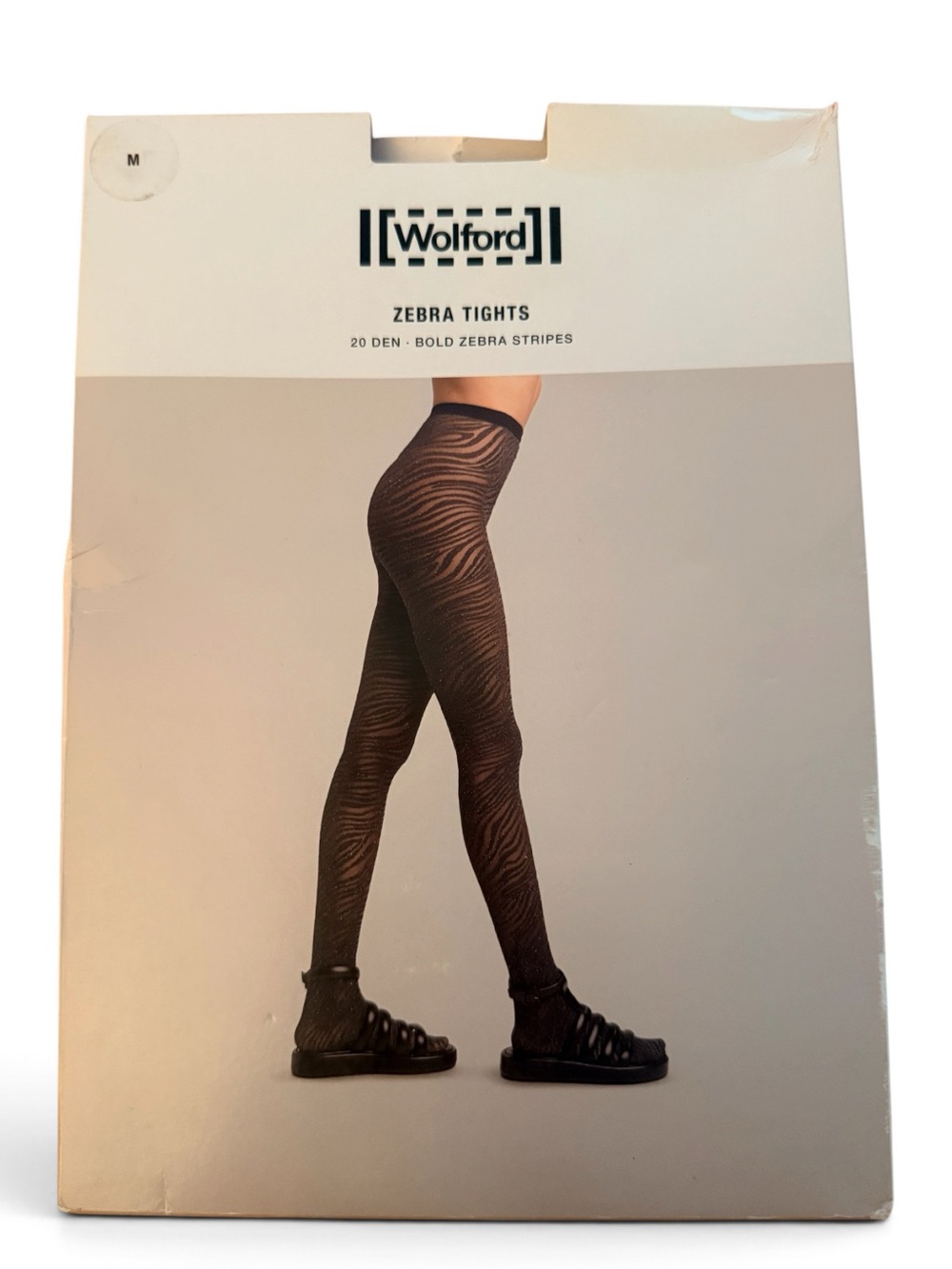Wolford Black and Silver Zebra Stripe Sheer Tights
